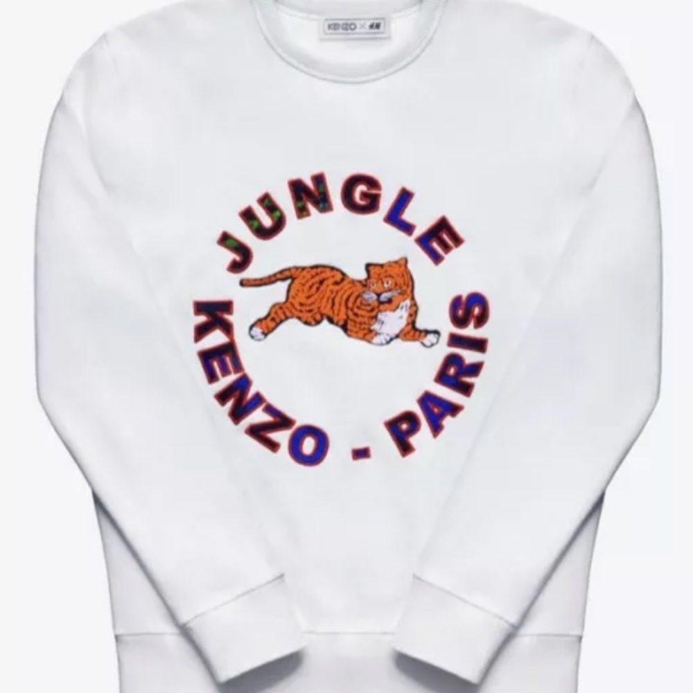 *EXCELLENT* KENZO JUNGLE H&M WHITE SWEATER SWEATSHIRT XS